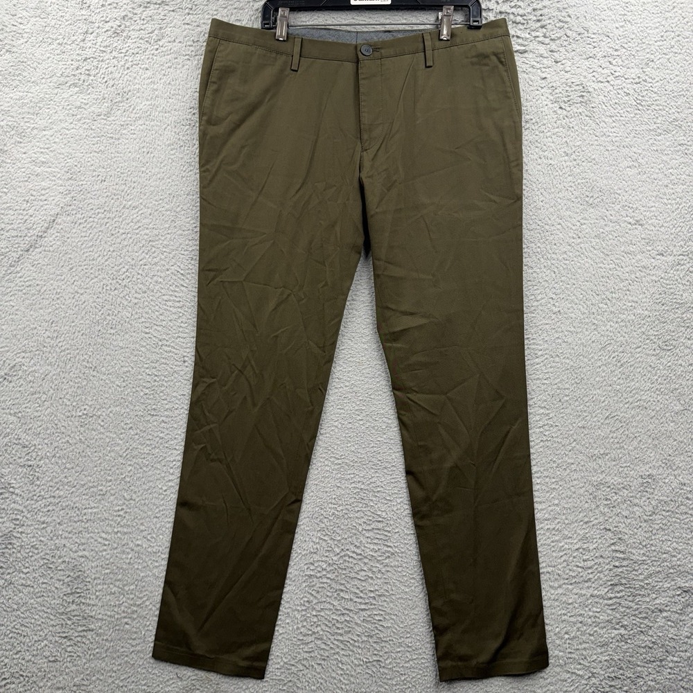 Hugo Boss Mens Chino Trousers Slim Fit Tapered 36x32 Beige Stretch Preppy